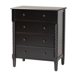 Baxton Studio Braith Farmhouse Black Spindle Wood 5-Drawer Chest